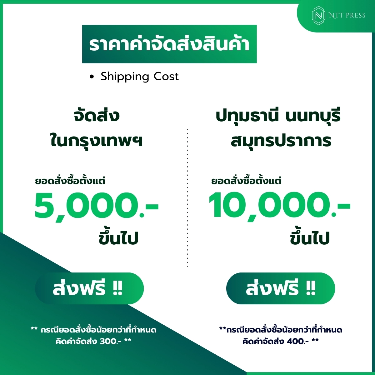 ค่าจัดส่งสินค้า Shipping Cost