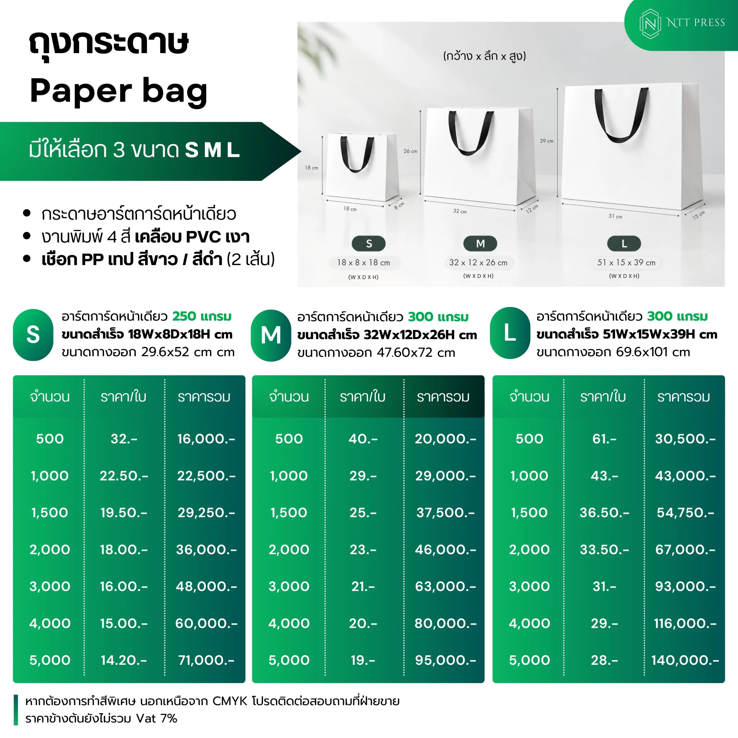 Paper bag ราคาถุงกระดาษ NTT PRESS